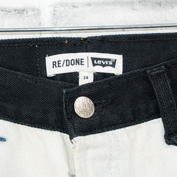 RE/DONE x Levi's size 24 2-Tone Black White Denim Jeans Vintage stained - Picture 7 of 10